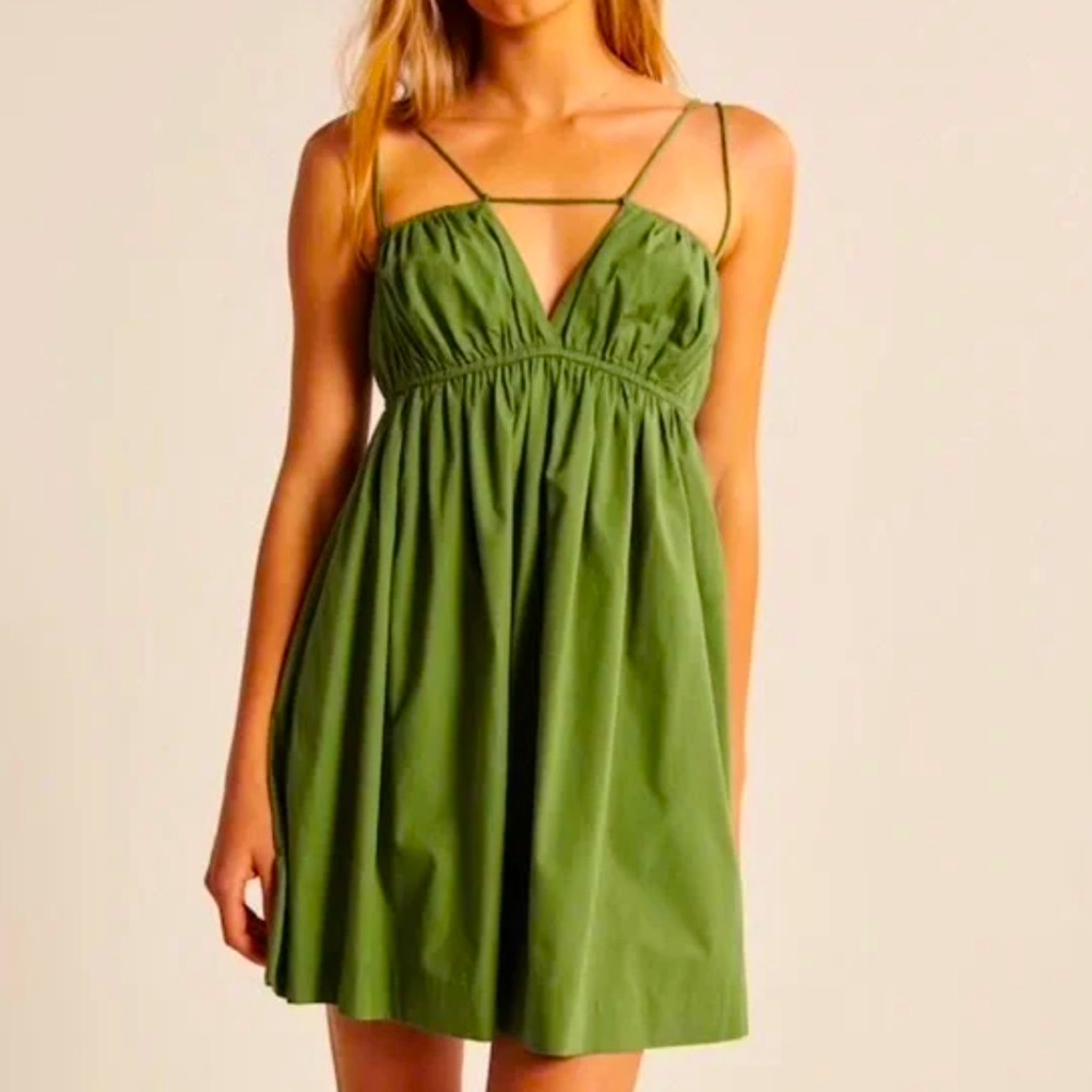 Abercrombie & Fitch Strappy Baby Doll Dress Size S Mini Green Spring Summer
